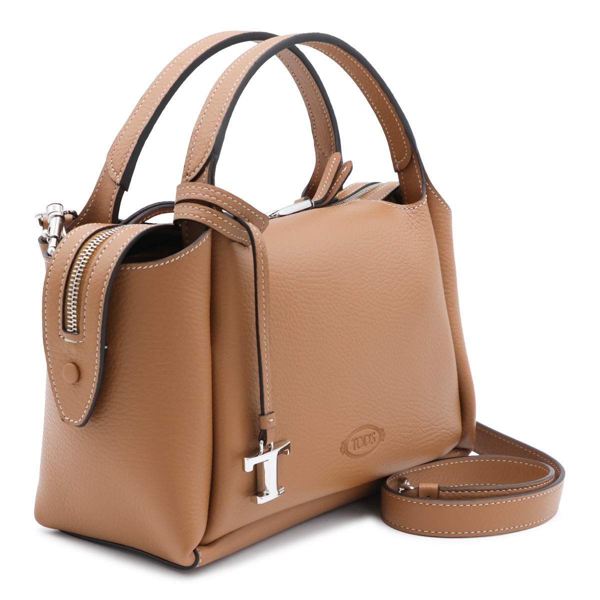 BEIGE LEATHER APA MINI BOWNLING TOP...