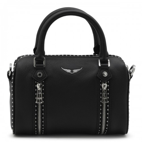 BLACK LEATHER SUNNY SMALL STUDS SHOULDER BAG