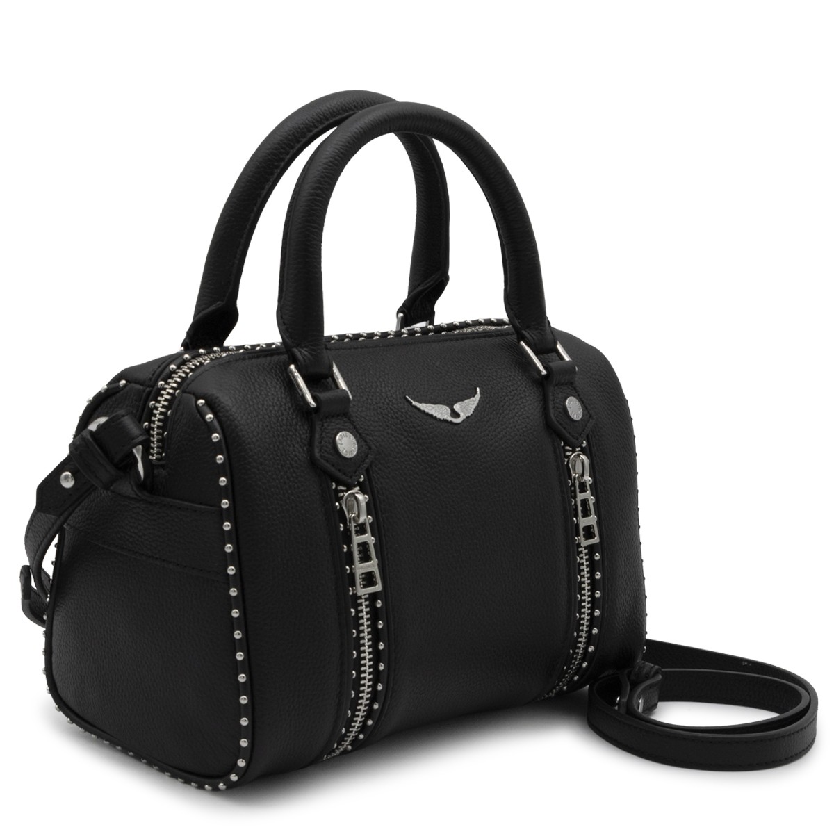 BLACK LEATHER SUNNY SMALL STUDS...