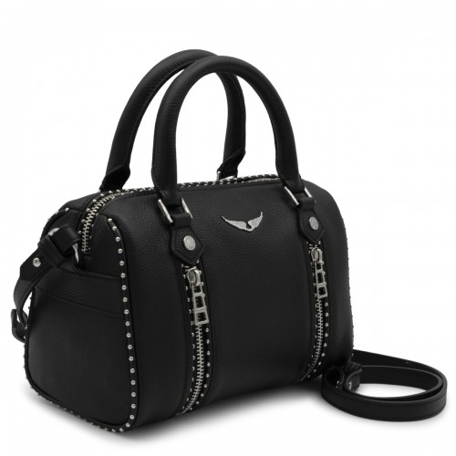 BLACK LEATHER SUNNY SMALL STUDS SHOULDER BAG