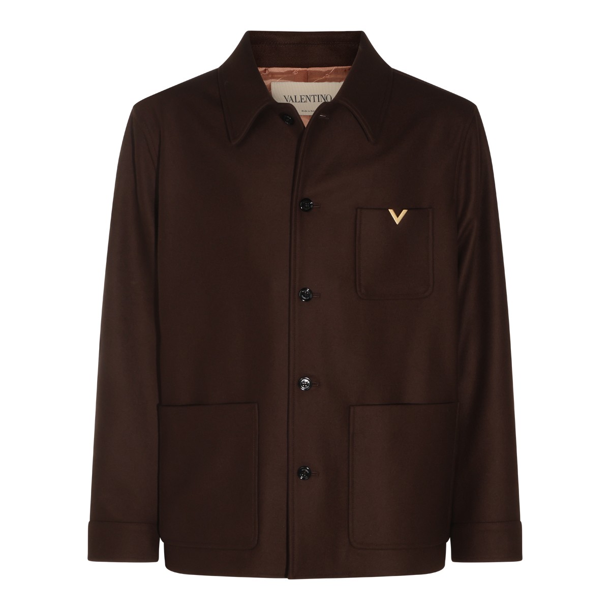 BROWN VIRGIN WOOL CASUAL JACKET