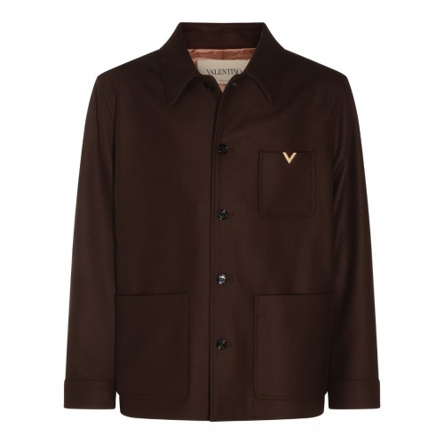 BROWN VIRGIN WOOL CASUAL JACKET