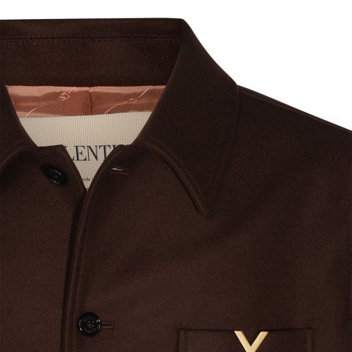 BROWN VIRGIN WOOL CASUAL JACKET
