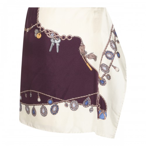 WHITE AND DARK VIOLET SILK SKIRT