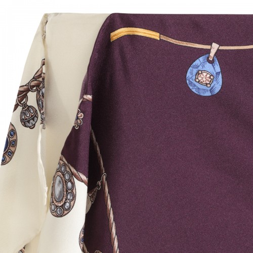WHITE AND DARK VIOLET SILK SKIRT