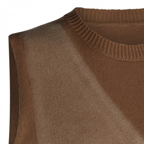 CAMEL VIRGIN WOOL VEST SWEATER