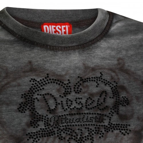 BLACK COTTON BURNOUT T-SHIRT