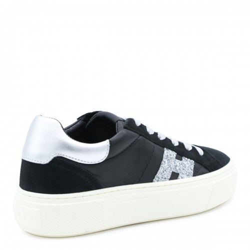 BLACK AND SILVER LEATHER CROSSWIND SNEAKERS