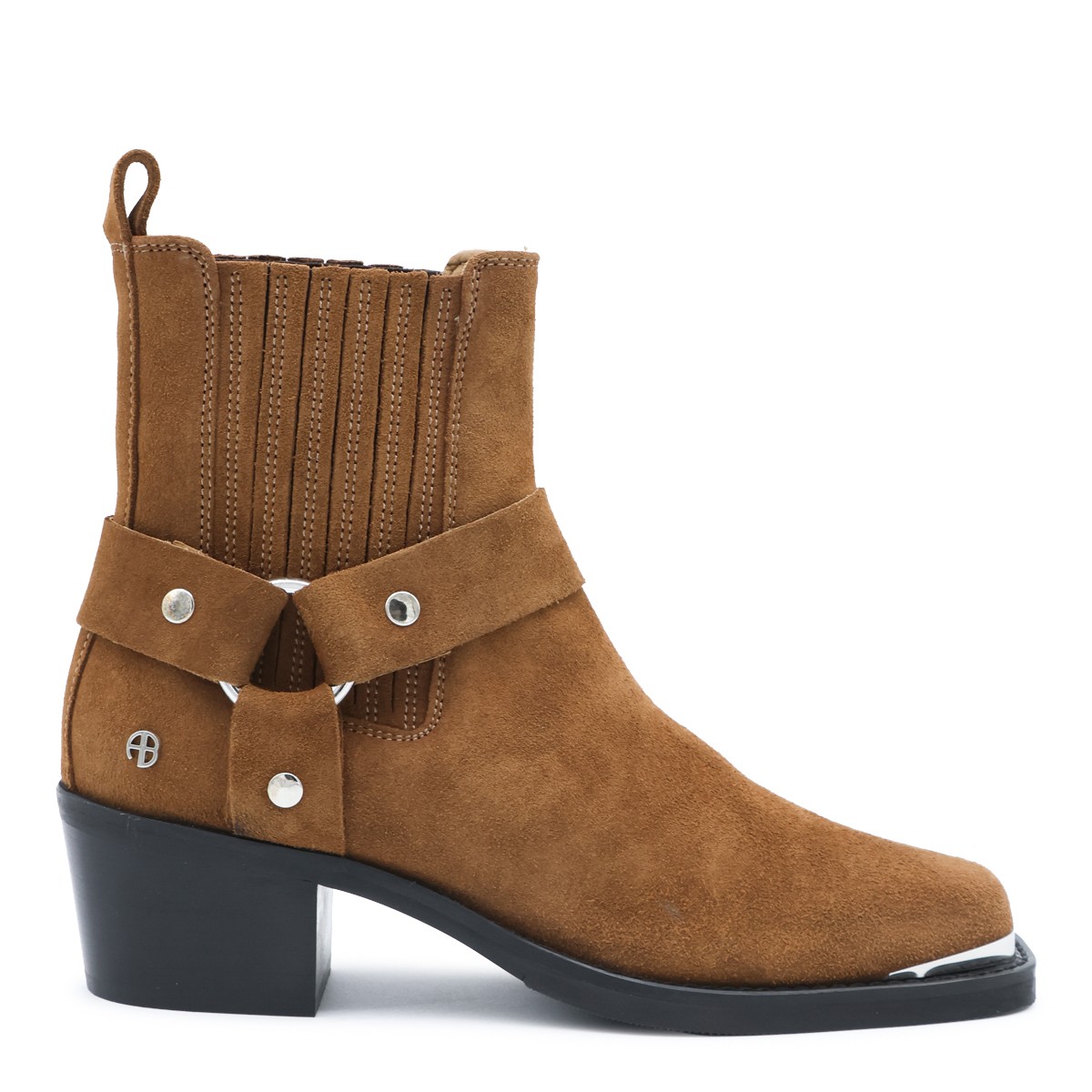 BROWN LEATHER MID BIKER BOOTS