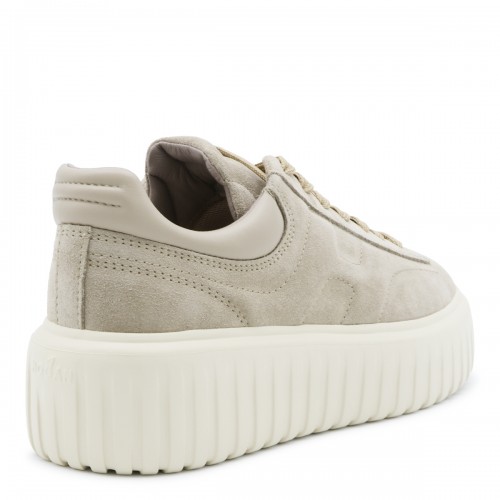 BEIGE SUEDE H-STRIPES SNEAKERS