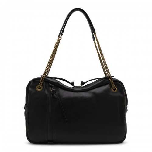 BLACK LEATHER DOLCE LARGE SHOULDER BAG