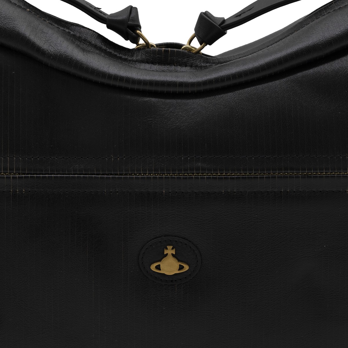 BLACK LEATHER DOLCE LARGE SHOULDER BAG