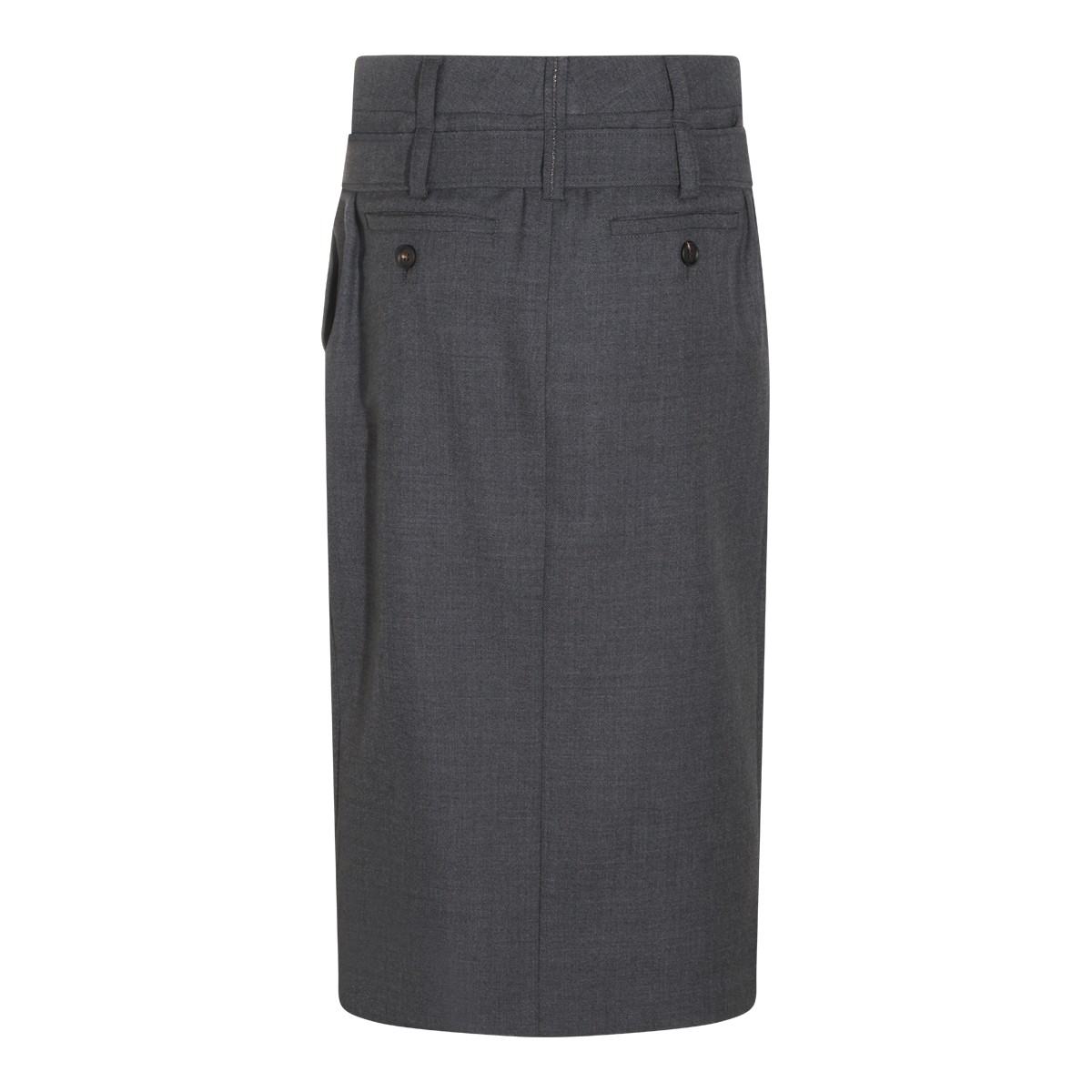 DARK GREY VIRGIN WOOL PENCIL MIDI SKIRT