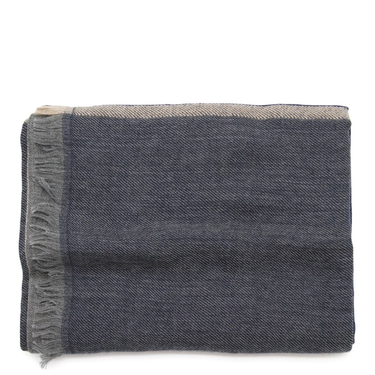 NAVY CASHMERE AND SILK BLEND SCARF