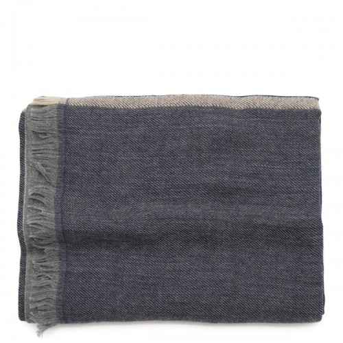 NAVY CASHMERE AND SILK BLEND SCARF