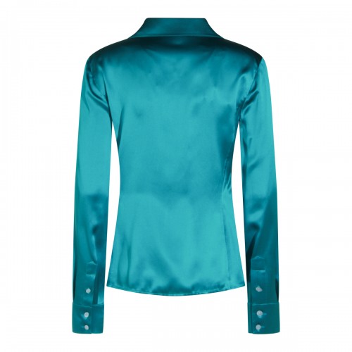 TURQUOISE SILK SHIRT