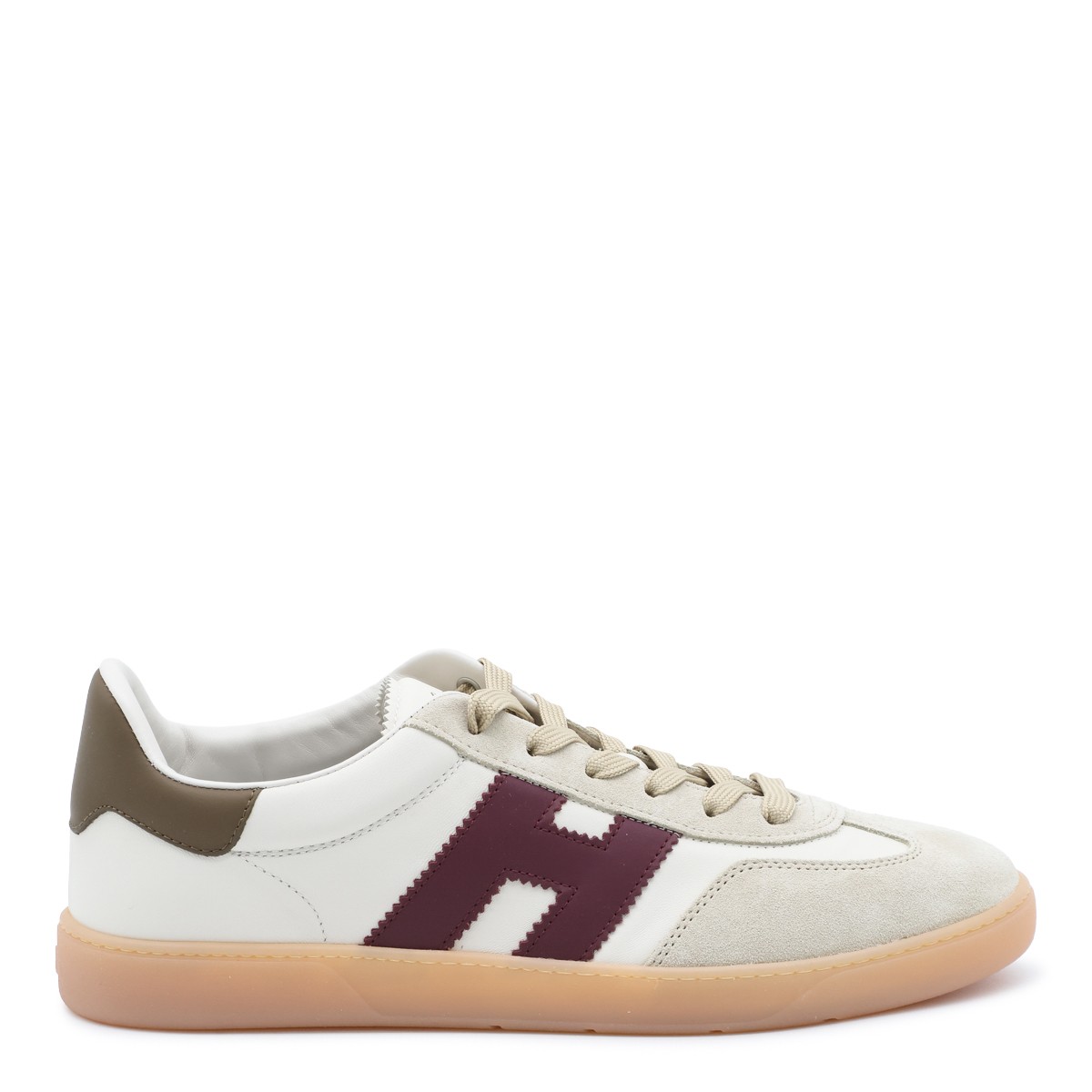WHITE AND BURGUNDY COOL LEATHER...