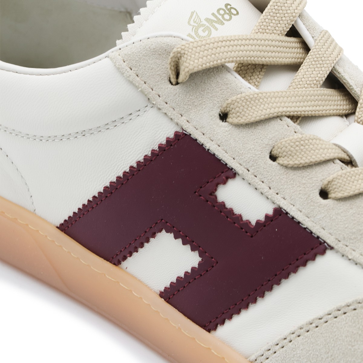 WHITE AND BURGUNDY COOL LEATHER...