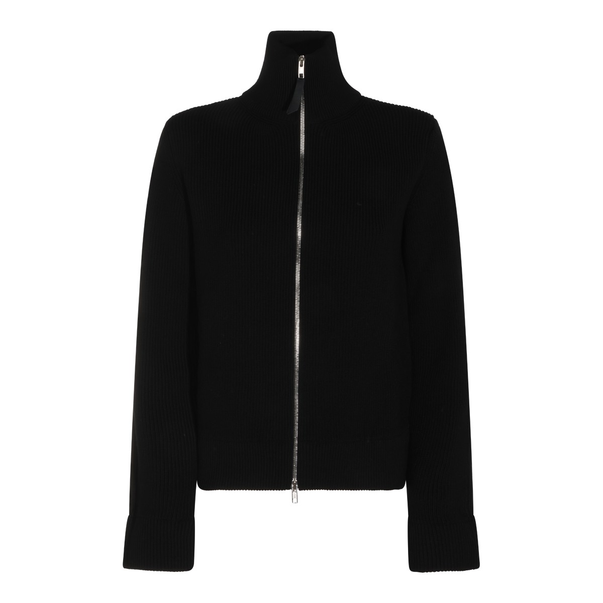 BLACK WOOL COTTON BLEND KNITWEAR