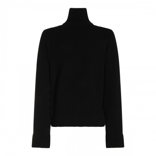 BLACK WOOL COTTON BLEND KNITWEAR