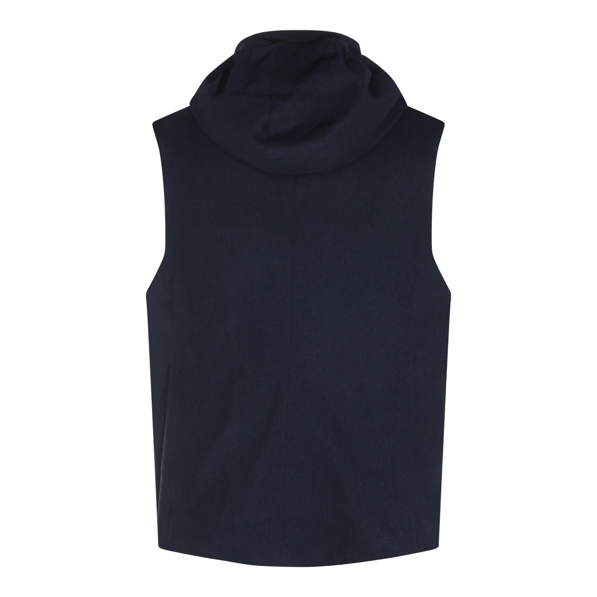 NAVY WOOL PADDED VEST DOWN JACKET