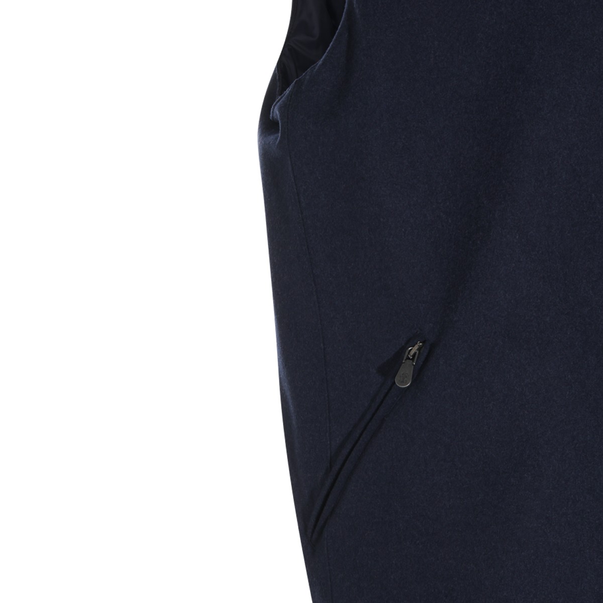 NAVY WOOL PADDED VEST DOWN JACKET