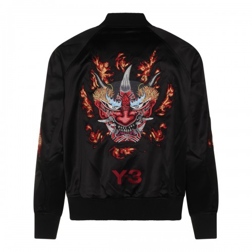 BLACK GRAPHIC SATIN SOUVENIR CASUAL JACKET