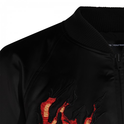 BLACK GRAPHIC SATIN SOUVENIR CASUAL JACKET