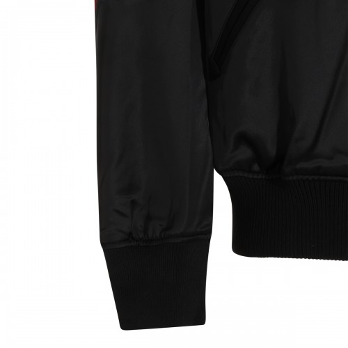 BLACK GRAPHIC SATIN SOUVENIR CASUAL JACKET