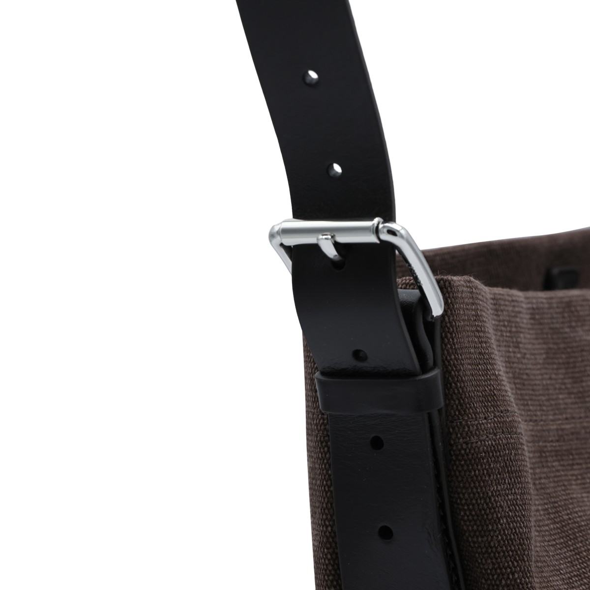 DARK BROWN COTTON SMALL BELTED TOTE