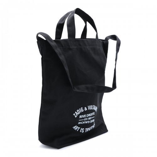 BLACK COTTON TOTE BAG
