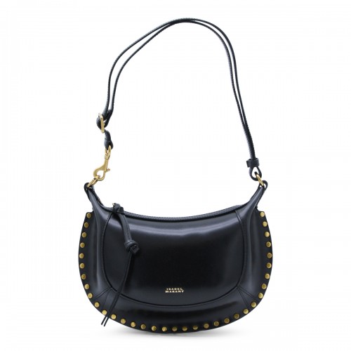 BLACK LEATHER OSKAN MOON SHOULDER BAG