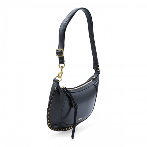 BLACK LEATHER OSKAN MOON SHOULDER BAG
