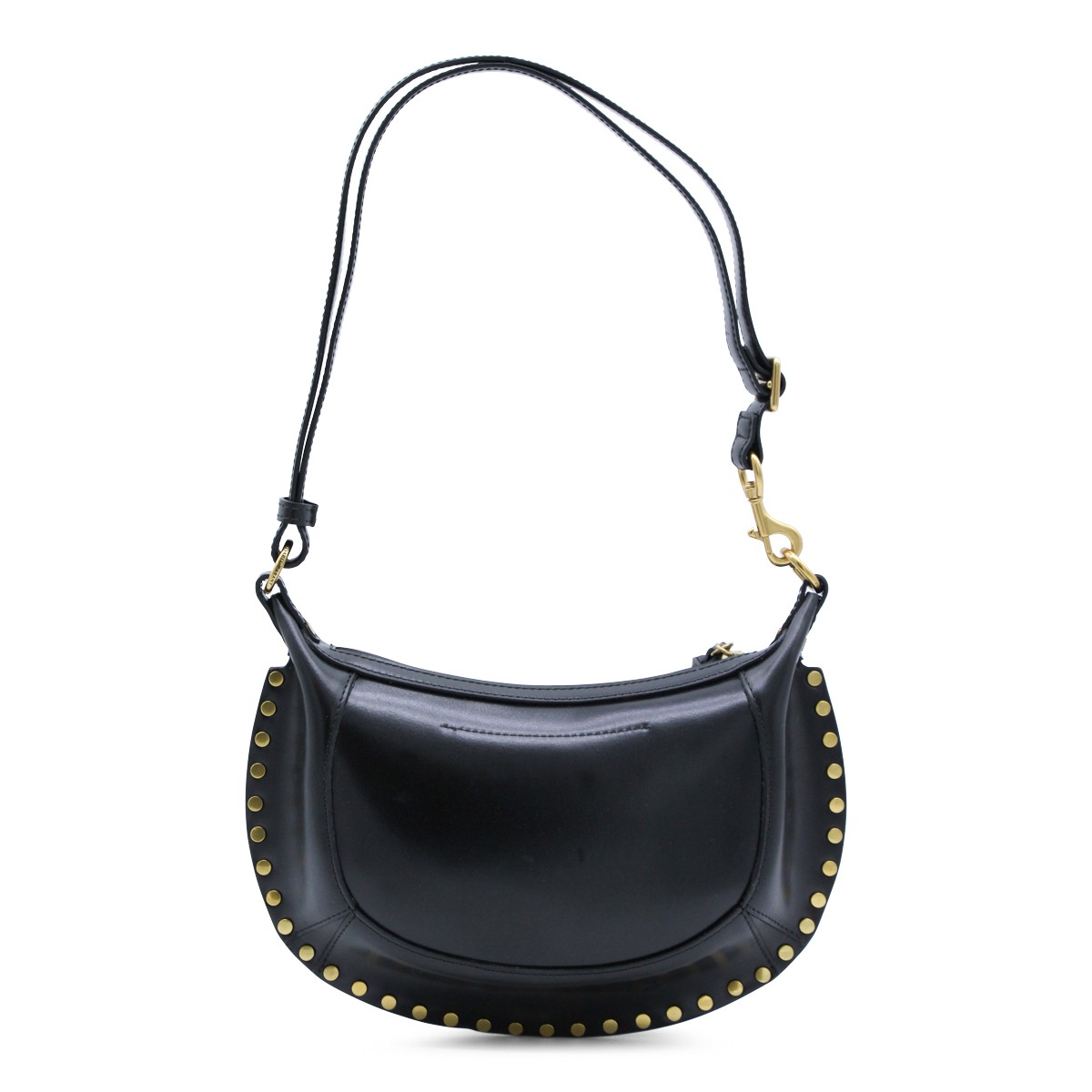 BLACK LEATHER OSKAN MOON SHOULDER BAG