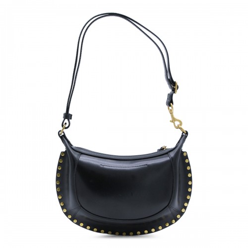 BLACK LEATHER OSKAN MOON SHOULDER BAG