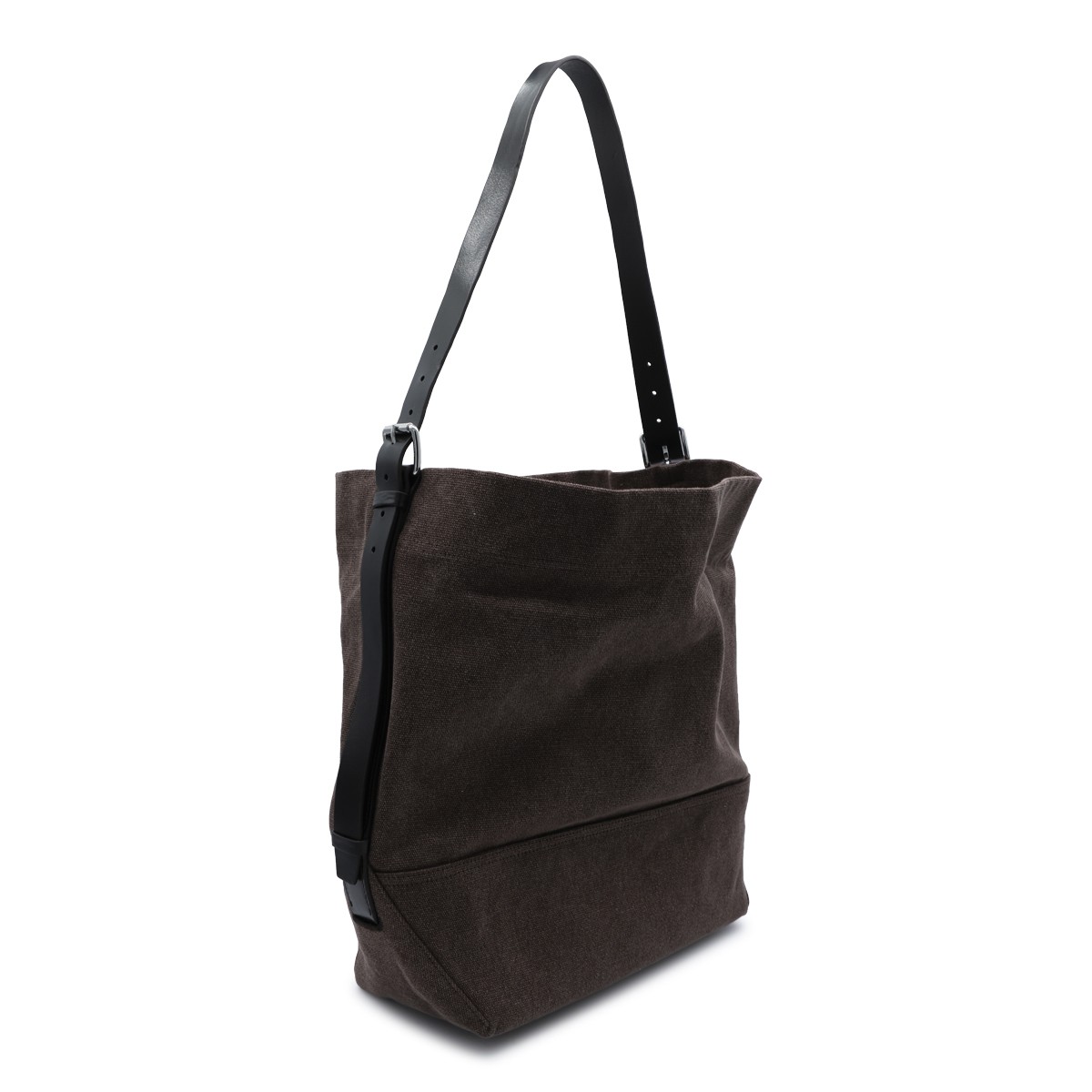 DARK BROWN COTTON BELTED TOTE