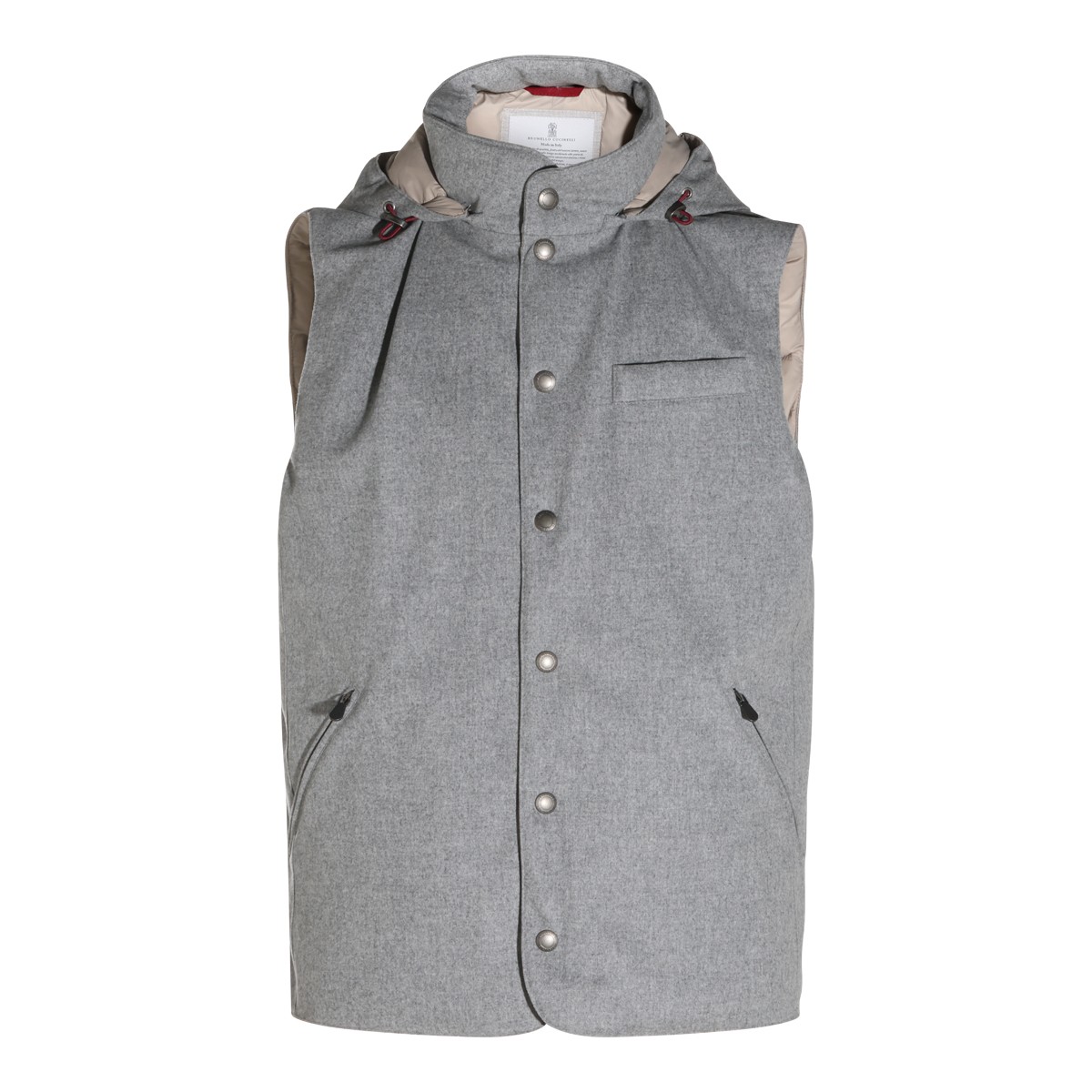 GREY WOOL PADDED VEST DOWN JACKET