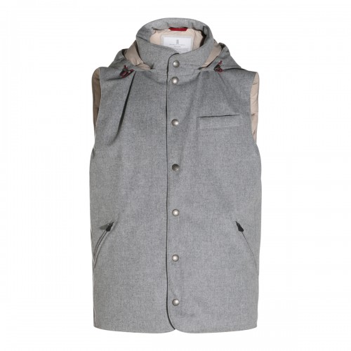 GREY WOOL PADDED VEST DOWN JACKET