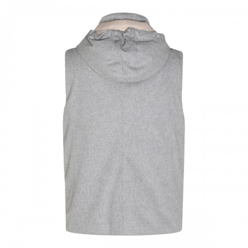 GREY WOOL PADDED VEST DOWN JACKET