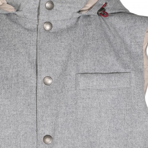GREY WOOL PADDED VEST DOWN JACKET