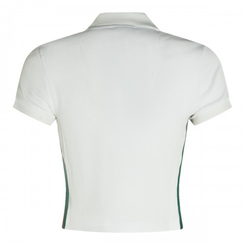 WHITE COTTON WEB RIBBON POLO SHIRT