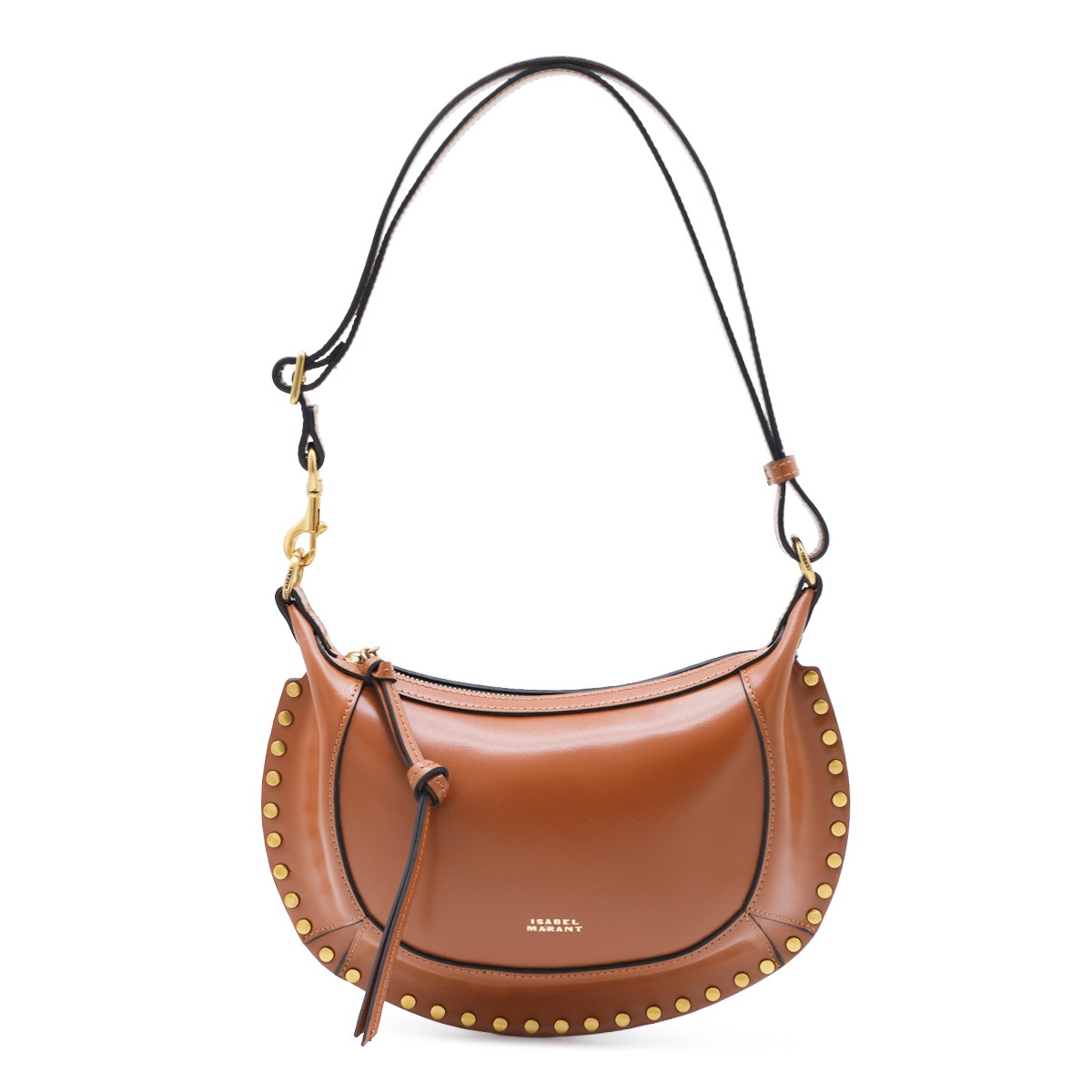 COGNAC LEATHER OSKAN MOON SHOULDER BAG