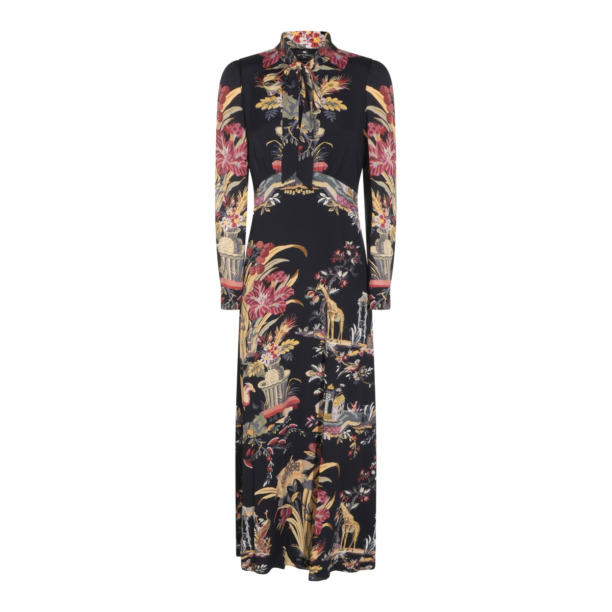 BLACK AND BORDEAUX VISCOSE DRESS