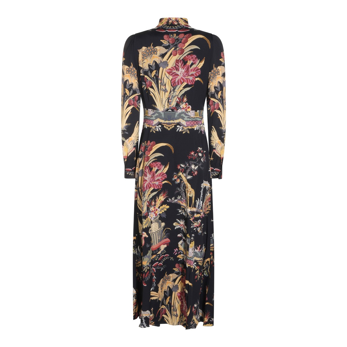 BLACK AND BORDEAUX VISCOSE DRESS