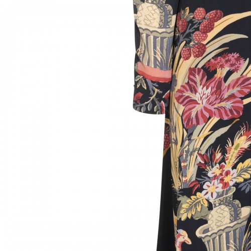 BLACK AND BORDEAUX VISCOSE DRESS