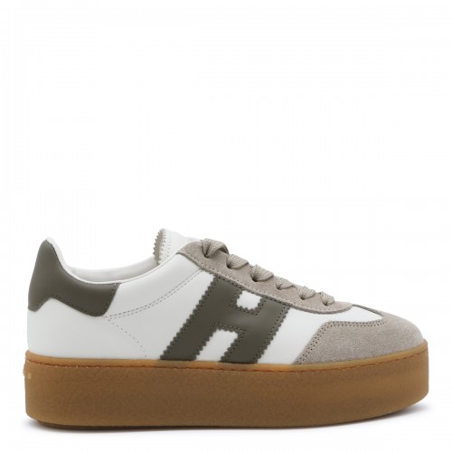 WHITE AND KHAKI SUEDE H698 SNEAKERS