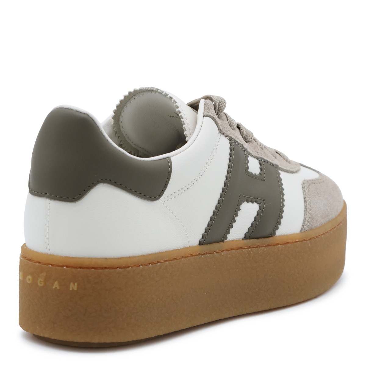 WHITE AND KHAKI SUEDE H698 SNEAKERS