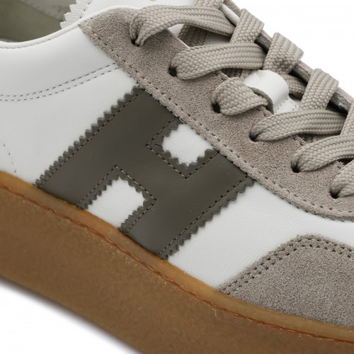 WHITE AND KHAKI SUEDE H698 SNEAKERS