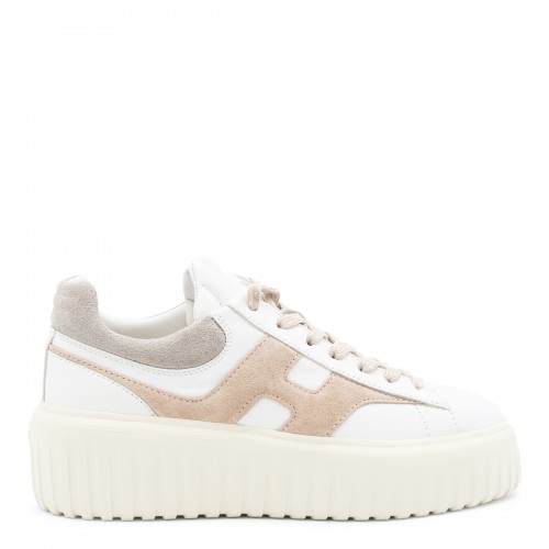 WHITE AND BEIGE LEATHER REBEL SNEAKERS
