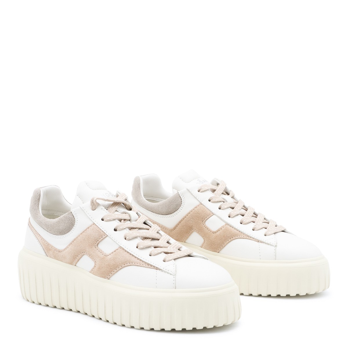 WHITE AND BEIGE LEATHER REBEL SNEAKERS